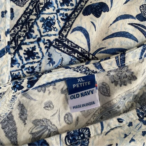Old Navy Blue Paisley Print Waist-Defined Smocked Midi Dress Size XL Petite - Picture 14 of 15